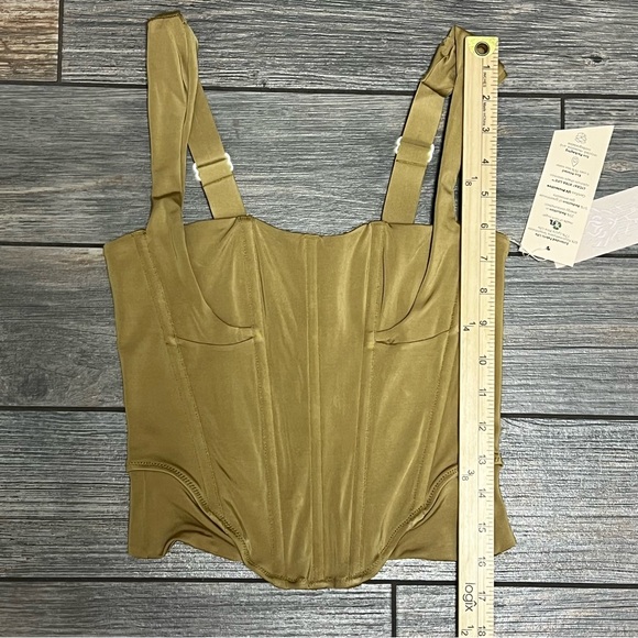 NWT $128 FREE PEOPLE x HAH Knock Out Corset boudoir Top Size Small Shroom Gold S - Picture 10 of 14